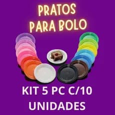 Prato Para Bolo Festa Aniversario Casamento Colorido 5 Pacotes C/10 unidades