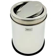 Lixeira Redonda Inox Com Tampa Basculante Para Banheiro Escritorio Lavabo Cozinha 5 Litros