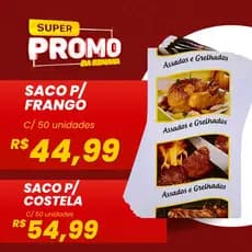 Saco Descartável Térmico Com Barreira Para Gordura Para Frango ou Costela Assado Com 50 Unidades Nappel + Luva Plastica