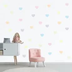 Adesivo de Parede Infantil - 54 Corações Tons Pastel - Quarto - 013ir