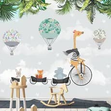 Papel de Parede Adesivo Infantil Safari Bicicleta Quarto Criança - 656pc