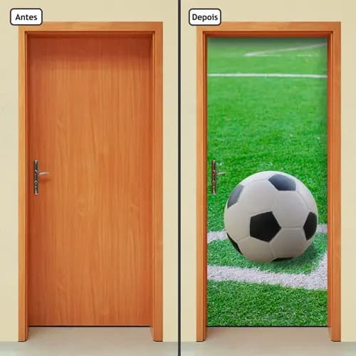 Adesivo Decorativo de Porta Parede Vidro Casa Decoração Futebol Quarto Criança Esporte Quarto Menino Menina Bola