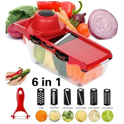 Mandoline Profissional Cozinha Slicer Aço Inox 6 Em 1 Fatiador Cortador Ralador De Legumes Verduras Frutas Alimentos Envio Imediato