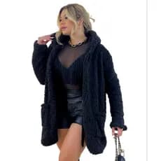 blusa de frio Casaco teddi com capuz bolso inverno 2025 teddy tamanho Max tedde