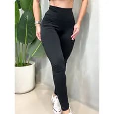 Calça Legging Feminina Lisa Preta Zaro transparência com Elastano