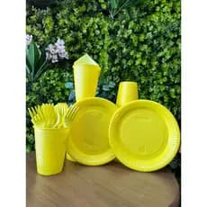 Kit Festa Descartável 50 Pessoas (Prato Copo Garfo Guardanapo) Econômica