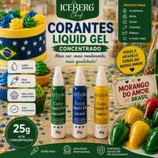 Kit 3 Corantes Copa 25g Iceberg Softgel com Cores Vibrantes para Chantilly Bolo e Confeitaria