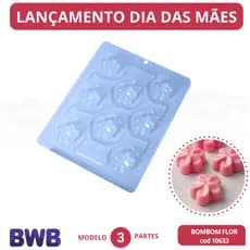 1-5 Forma BWB com Silicone (3 partes) Para Chocolate Bombom Flor cód 10633