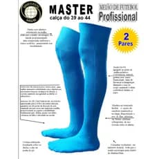 02 Pares Meião de Futebol Profissional Azul Turquesa Adulto Juvenil e Infantil - Masculino e Feminino - Universal Meias