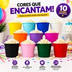 Kit 10 Balde De Pipoca 1,5l Lembrancinha Festa Baldinho