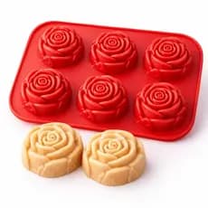Forma Silicone  flor Cupcake  6 Cavidades  Rosa Sabonete Vela Doces