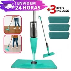 Mop Spray Mágico Esfregão C/ 3 Refis Microfibra Reservatório Limpeza