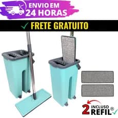 Rodo Flat Mop E Balde Reforçado Lava E Seca Profissional Com 2 Refil