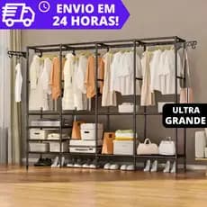 Arara De Roupa Cabideiro De Chão Sapateira Rack Organizador 4 Colunas Aço Inox REFORÇADO