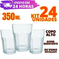 Kit 24, 12 e 6 Copos De Vidro Resistente 350ml Para Suco Água Refrigerante REFORÇADO