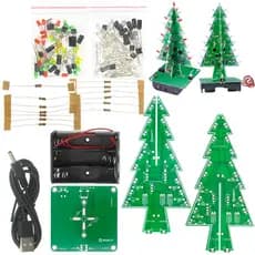 Kit DIY Árvore De Natal Tridimensional 3D Vermelho/Verde/Amarelo LED Flash Circuito Suíte Eletrônico Divertido