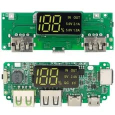 Placa Carregadora De Bateria De Lítio LED Dual USB 5V 2.4A Micro/Tipo-C Mobile Power Bank 18650
