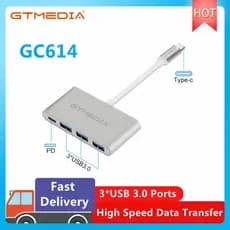 GTMEDIA USB C Hub Alumínio 4 Em 1 Adaptador Type Com E 3 Portas USB3.0 USB3.1 Para MacBook Pro Google Chromebook