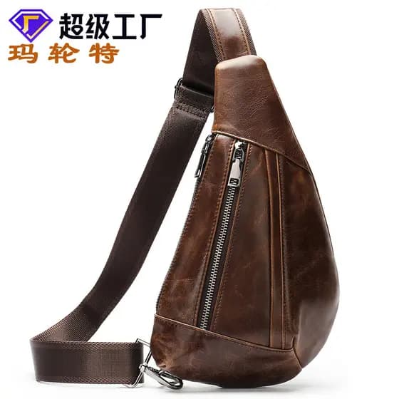 Bolsa de ombro masculina de couro Casual, bolsa de ombro de couro genuíno, novo estilo, bolsa de peito criativa, bolsa m