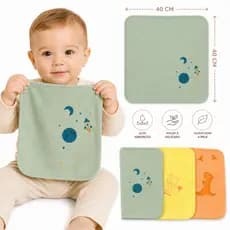 Kit 3 Toalhas de Boca Bebê 40x40cm Macias Absorventes Enxoval Paninho de Boca Premium Menino Menina