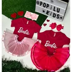Barbie Mesversário body menina personalizado bodi bori bory fantasia bebê roupa temática 1 mês feminino princesas