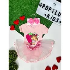 Body Mesversário Moranguinho Kit Completo bodi bori bory morango fantasia para bebê baby roupa temática