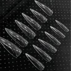 Kit c/500 Postiça Unhas GATINHO Extralonga Alongamento ZEM Manicure Postiças Tips Refi transparente/leitosol
