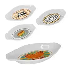 Kit 4 Pratos Canoa Em Melamina Para Cachorro Quente Hot Dog