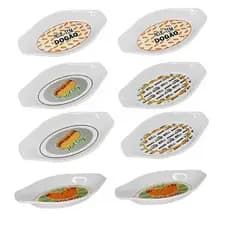 Kit 8 Pratos Canoa Em Melamina Para Cachorro Quente Hot Dog