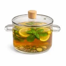Mini Caçarola de Vidro Canelado Tigela com Tampa 1500ml