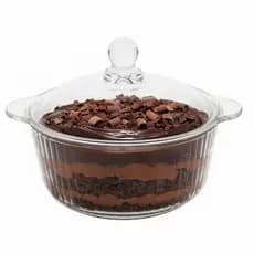 Mini Tigela de Vidro Canelado 15cm com Tampa 750ml