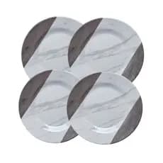 Kit 4 Pratos Para Sobremesa Em Melamina Marmorizado 17,5cm