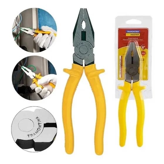 Alicate Universal 8", Bico Meia Cana e Corte diagonal- Isolado 1000 V Tramontina MASTER Produto em conformidade com a NBR 9699 e NR10 Envio Imediato