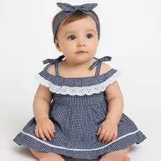 Vestido Infantil Bebê Menina Jéssica com Tiara Roupas Algodão