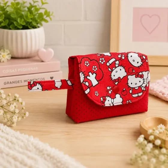 Mini Necessaire com 3 Divisórias/ Porta Absorvente e Remédios