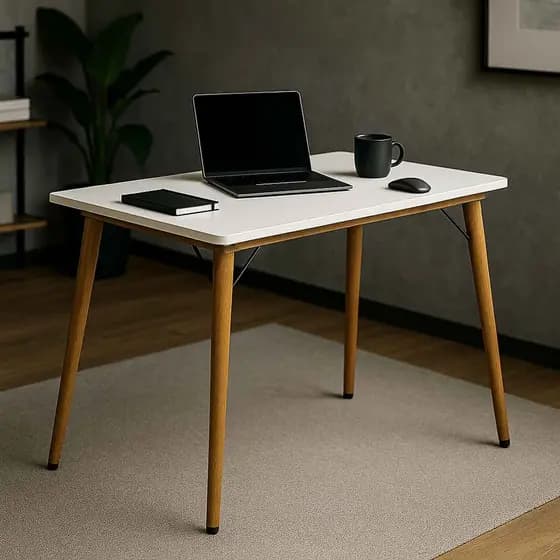 Mesa 77x89x45 Para Escritório Escrivaninha Verniz Com MDF De Fábrica