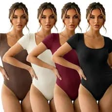 Body Feminino Decote Quadrado Colchete Duplo Confortável Manga Curta Suplex Premium Modelador