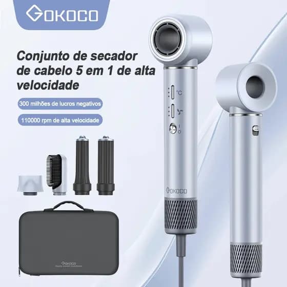 GOKOCO conjunto SECADOR 5 em 1,kit SECADOR escova alisa e enrola