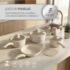 Jogo de panelas Antiaderente com revestimento de cerâmico e tampa de silicone Vienna