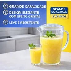 Jarra de Acrílico com tampa 2,6 litros transparente