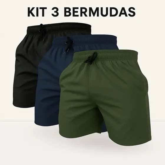 kit 3 Shorts Tactel Bermuda Masculina Mauricinho  Short Tectel Praia Short Masculino Liso ENVIO IMEDIATO