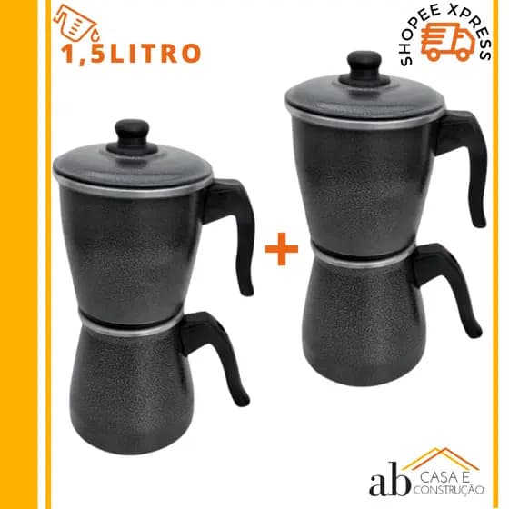 Kit Cafeteira Italiana de Alumínio Craqueda 1,5 litro