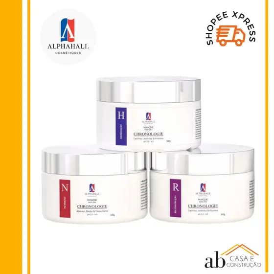 kit Cronograma Capilar Hidratação Reconstrução Nutrição 03 unidades 300g ALPHAHALL