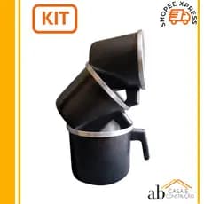 Jogo de Caneco Canecão Leiteira 03 Peças Aluminio Craqueado Resistente