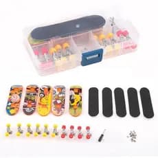 Kit Skate de Dedo 5 peças Skate, 5 Lixas Adesivas para Montagem com Chave e Parafusos