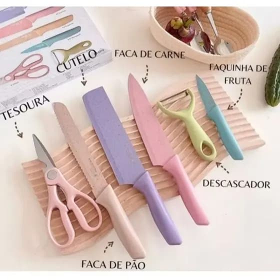 Kit de Facas Churrasco Profissional Antiaderente 6 Peças