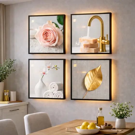 Quadros Quadrinhos Decorativos para Banheiro Casa Moderno Elegante Kit 4 Peças