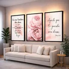 Quadros Decorativos Flores Rosa Eu Me Lembro Dos Dias Sala Quarto 3 Peças
