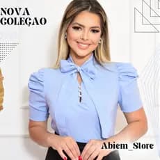 Blusa Manga Curta Crepinho Elegante feminina Moda Evangélica Estilo Social Executiva Manga Curta
