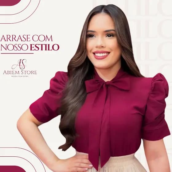 Blusa Feminina Laço Manga Curta Lisa Social Elegante Moda Evangélica Estilosa